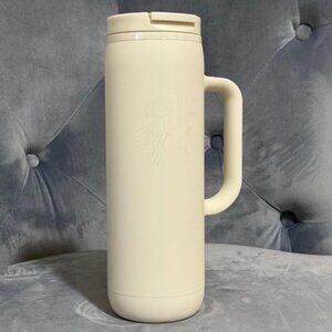 Starbucks 2025 Fall Halloween Matte White Soft Touch with Handle Tumbler, 20 Oz